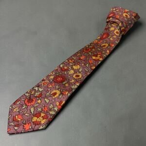 Vintage Cauvery Slim Tie Mens Mauve Floral Pattern Silk Indian 53”